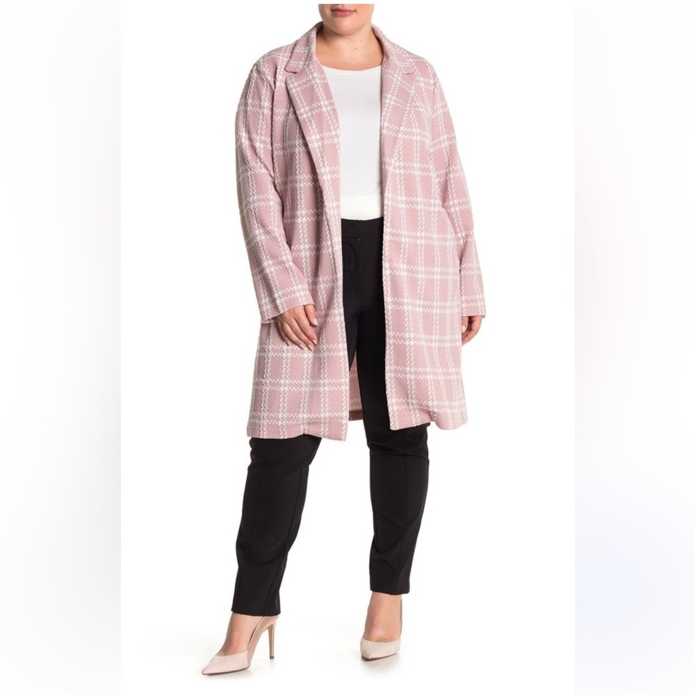 MELLODAY Pink and White Textured Long Cardigan Size Medium